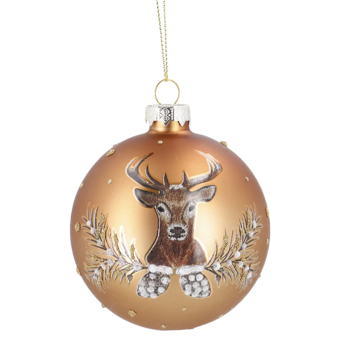 New Glaskugel Vintage, Hirsch/kupfer/matt, 8 Cm Weihnachtsbaumschmuck