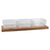 Clearance Glasschalen-Trio Auf Holztablett, Klar/natur Salty- Und Candybar|Küche