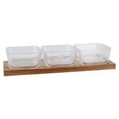 Clearance Glasschalen-Trio Auf Holztablett, Klar/natur Salty- Und Candybar|Küche