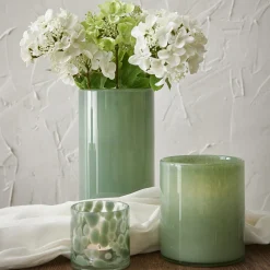 Glas-Vase Zylinder/Opal, Grün, 12 X 14 Cm Tischdeko|Vasen & Kunstblumen