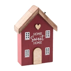 Best Haus Mit Spruch, Rot, 12 Cm Weihnachtsdeko|Deko-Objekte