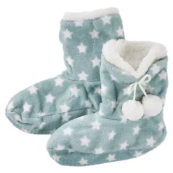 Hot Hausschuhe Bootie, Sterne/grün, Größe 37-39 Geschenkideen|Fashion