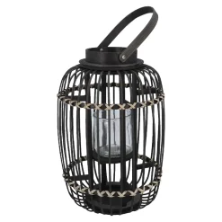 Outlet Holz-Laterne Hefei, Schwarz, 39 Cm Geschenkideen|Windlichter & Laternen