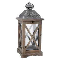Holz-Laterne Medan, Braun-gewischt, 39 Cm Standesamt- Und Traudeko|Raumdeko Hochzeit