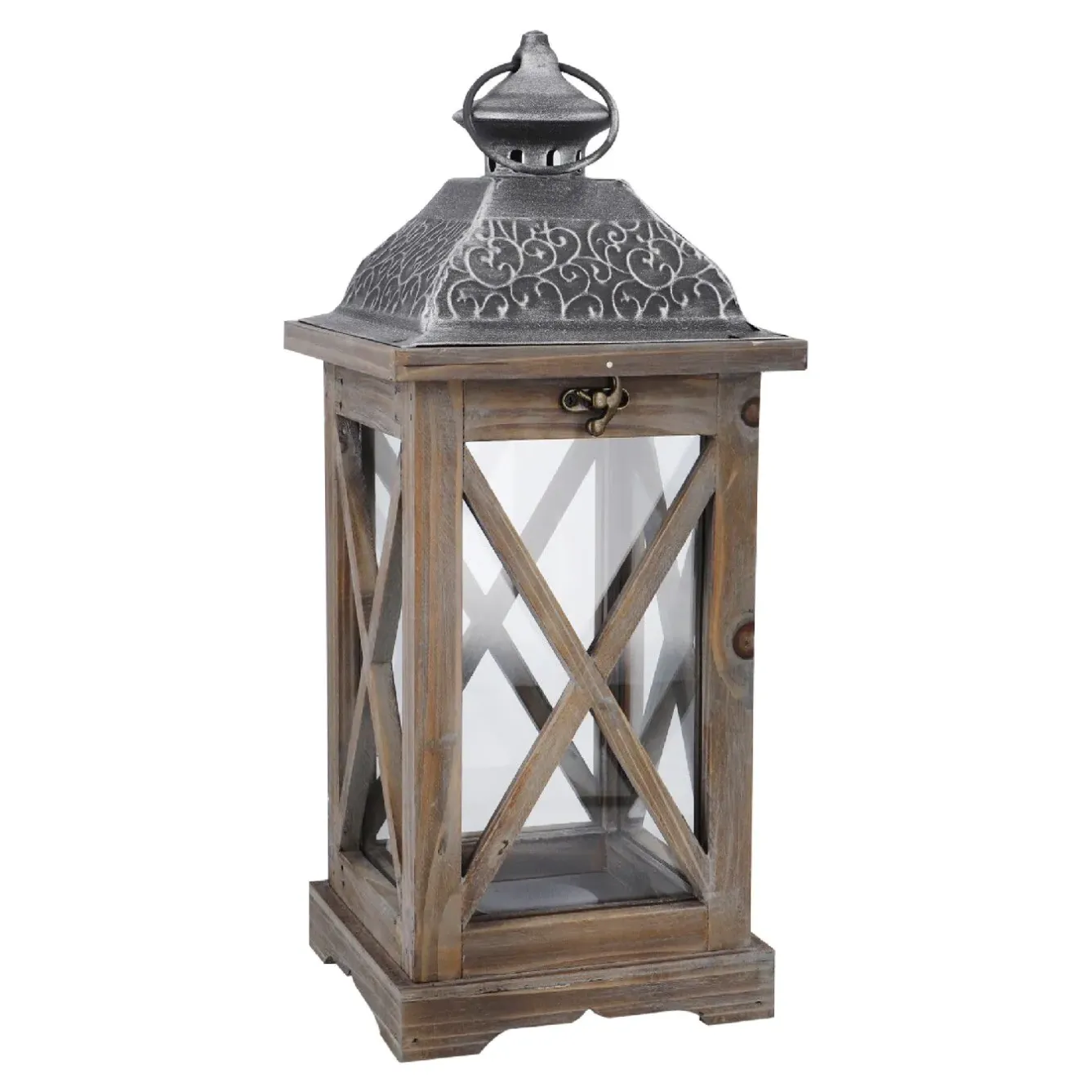 Holz-Laterne Medan, Braun-gewischt, 39 Cm Standesamt- Und Traudeko|Raumdeko Hochzeit