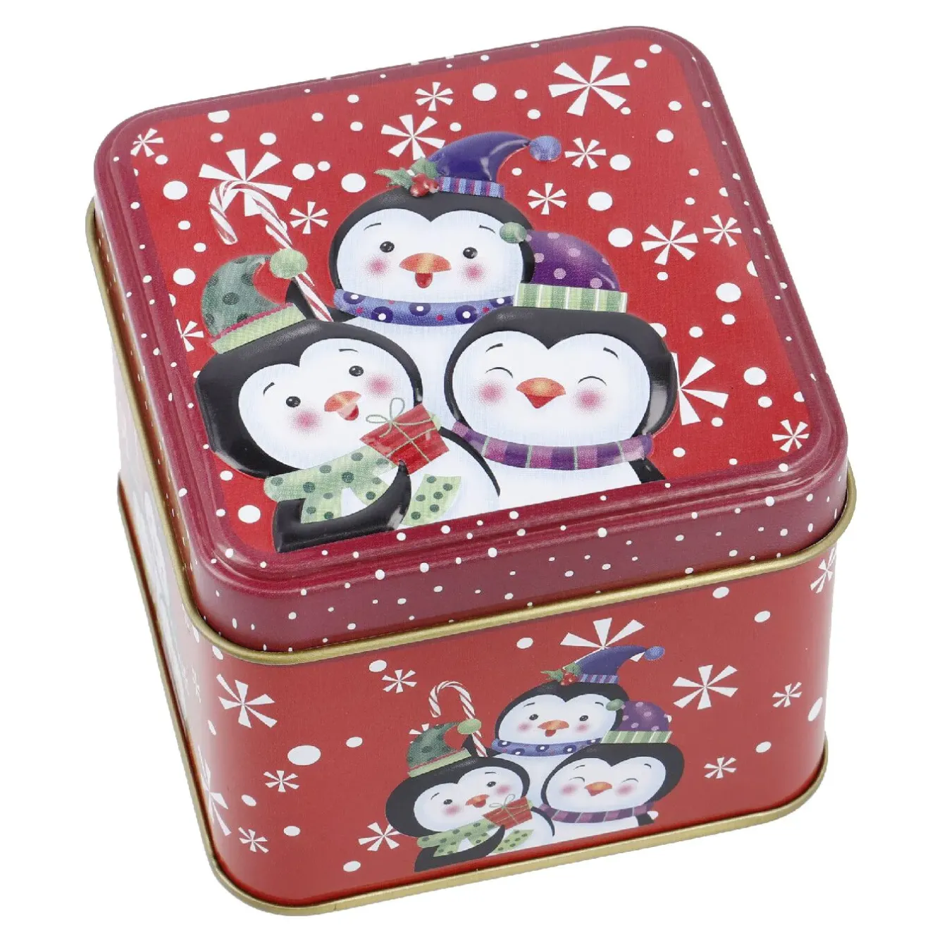 Discount Keksdose Mini, Pinguin/rot, 8 X 8 X 6 Cm Weihnachtsbäckerei|Weihnachten