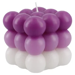Clearance Kerze Bubbles, Eckig, Lila/flieder/weiß, 8 X 8 X 8 Cm Kerzen & Kerzenständer|Weihnachtskerzen
