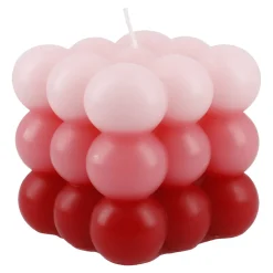 Online Kerze Bubbles, Eckig, Rosa/pink/rot, 8 X 8 X 8 Cm Kerzen & Kerzenständer|Weihnachtskerzen