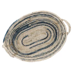 Korb Streifen, Oval, Blau/natur, 42 Cm Organisation