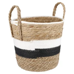 Outlet Korb Wasserhyazinthe, Schwarz/weiß/natur, 26 X 26 Cm Organisation