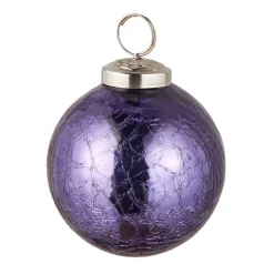 Hot Kugel Craquele, Glatt/lila, 7.5 Cm Weihnachtsbaumschmuck