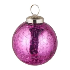 Discount Kugel Craquele, Glatt/pink, 7.5 Cm Weihnachtsbaumschmuck