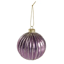 Online Kugel Dekor, Rillen/lila, 8 Cm Weihnachtsbaumschmuck