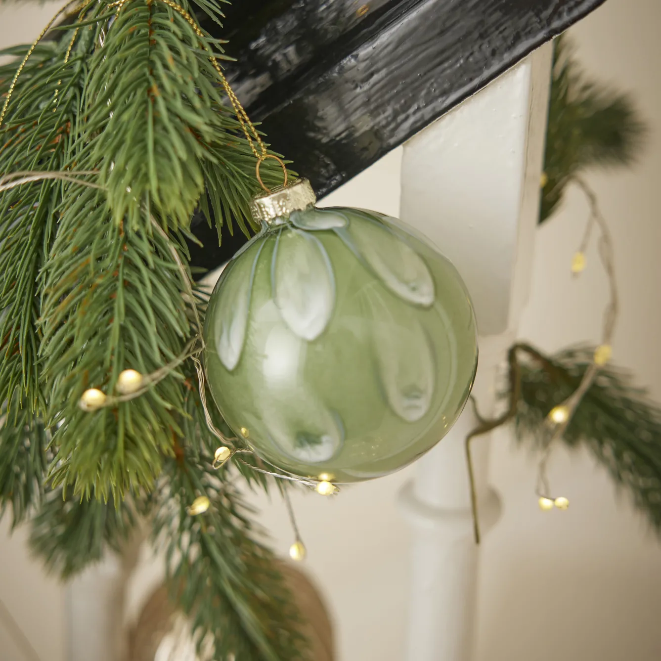 Discount Kugel Marmor, Grün, 8 Cm Weihnachtsbaumschmuck