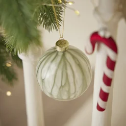 Best Kugel Marmor, Hellgrün, 8 Cm Weihnachtsbaumschmuck
