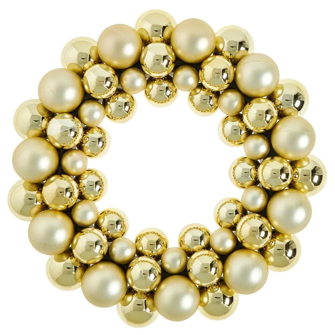 Outlet Kugelkranz Kunststoff, Champagner, 34 Cm Weihnachtsdeko