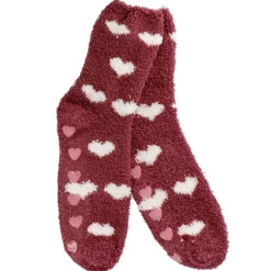 Discount Kuschelsocken Anti-Rutsch, Herzen/bordeaux Fashion|Weihnachtsoutfit