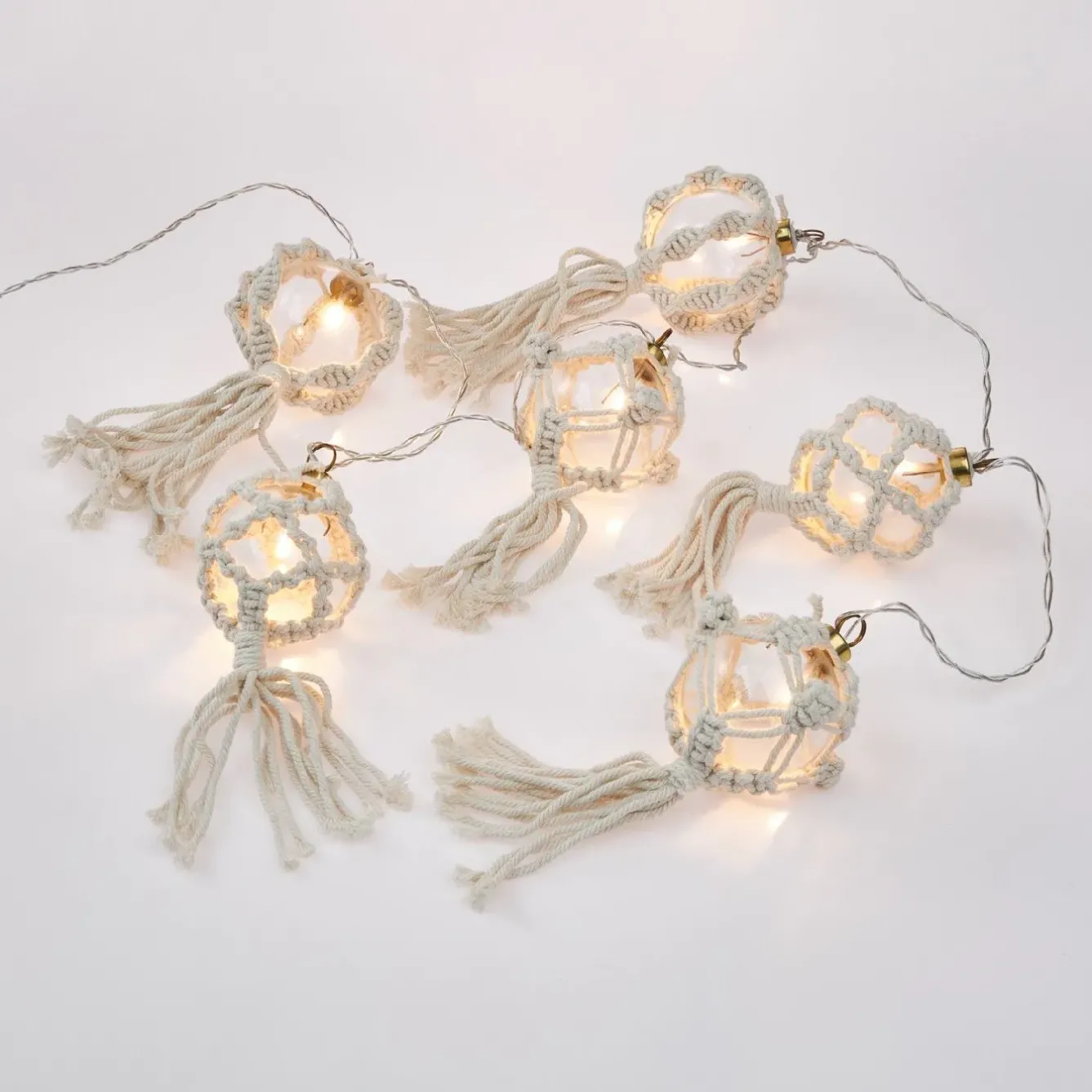Outlet LED-Lichterkette Makrameekugeln, 6er Raumdeko Hochzeit|Hochzeitsdeko