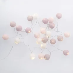 Best LED-Lichterkette Textilball, Pink/weiß/lila, 24er Lichterwelt