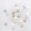 Clearance LED-Lichterkette Textilball, Hellblau/weiß/hellgrau, 24er Lichterwelt