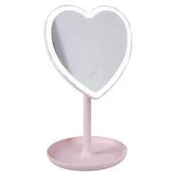 New LED-Spiegel Form, Herz/rosa, 26 Cm Gadgets|Lichterwelt