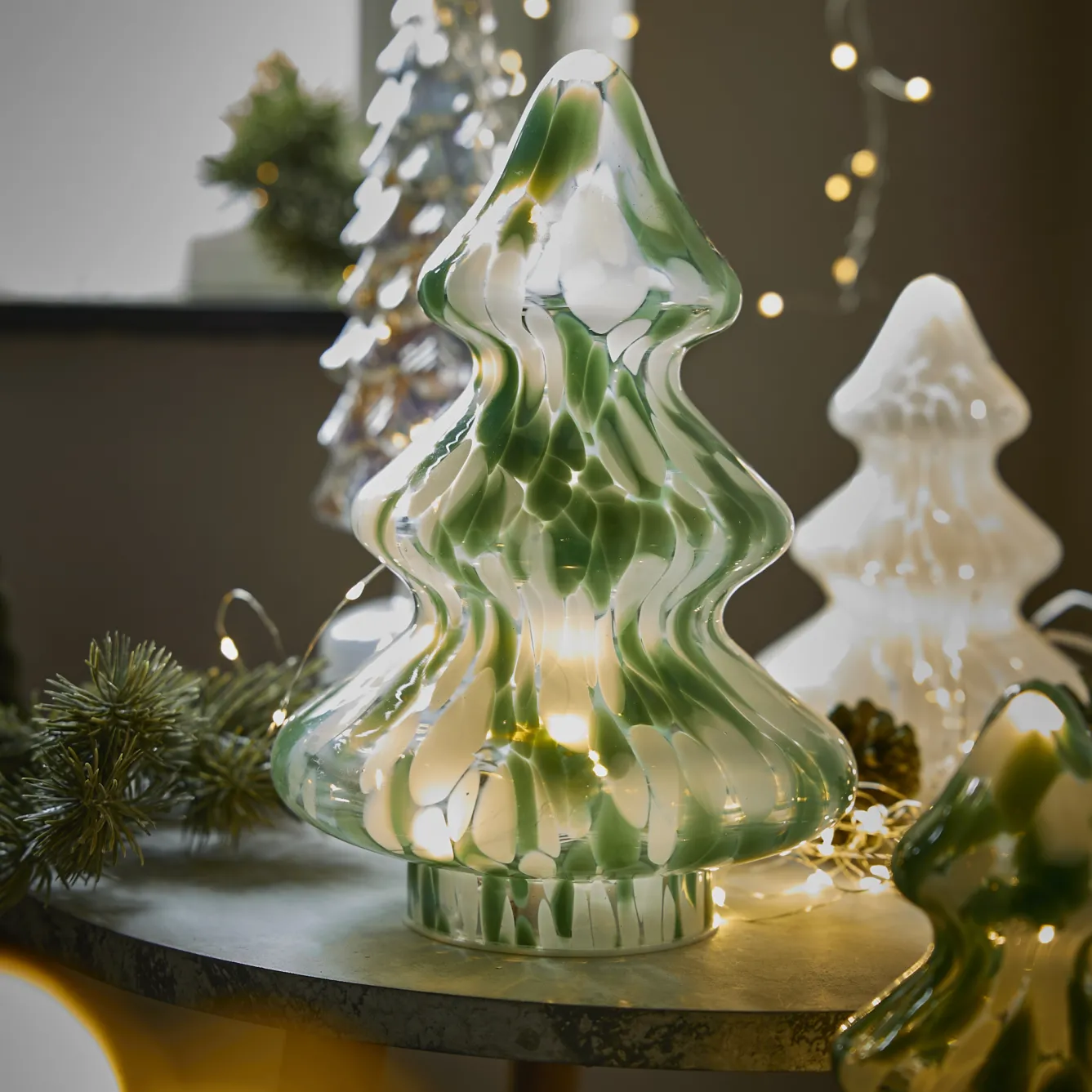 Online LED-Tanne Sprenkel, Grün/weiß, 27 Cm Geschenkideen|Lichterwelt