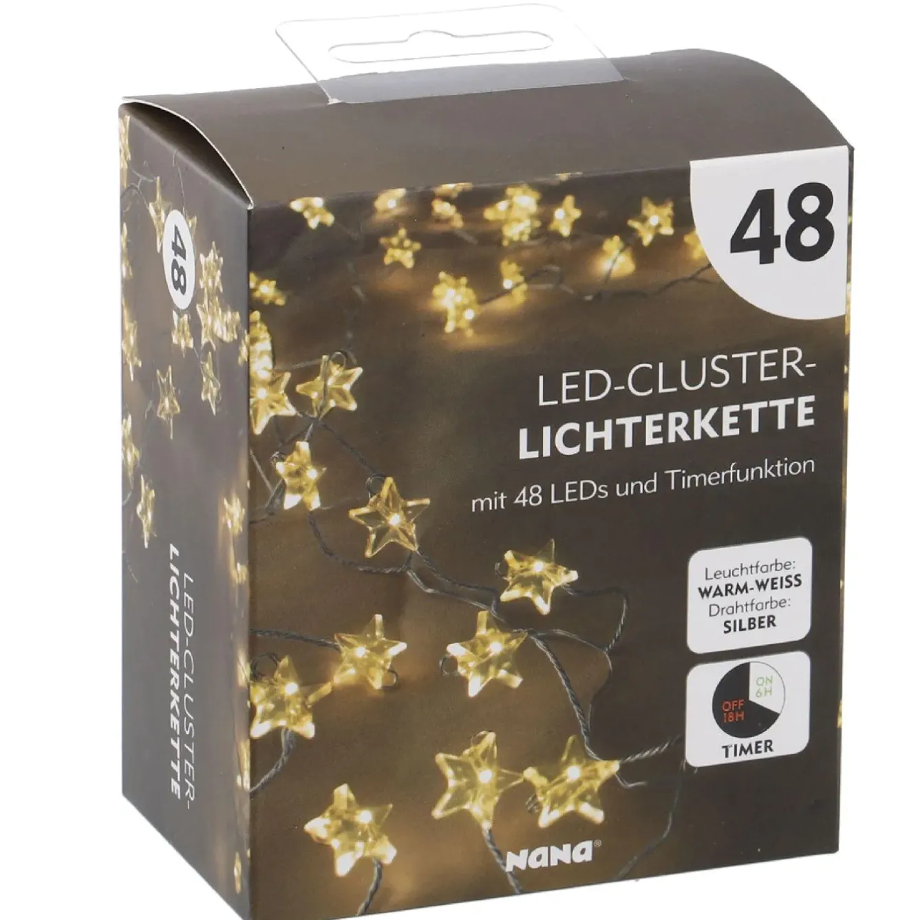 Hot Lichterkette Stern/Cluster, Silber, 48 LED Lichterwelt|Weihnachtsbeleuchtung