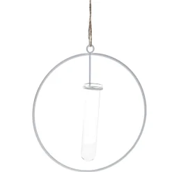 New Metallring Mit Reagenzglas, Hängend, Weiß, 15 Cm Jga|Deko-Objekte