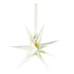 Online Papierstern , 3D, Weiß/gold, 18 Cm Weihnachtsdeko