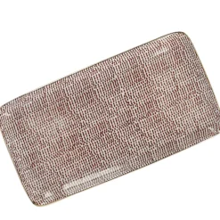 Hot Platte China, Goldrand, Bordeaux/weiß, Striche, 23 Cm Küche