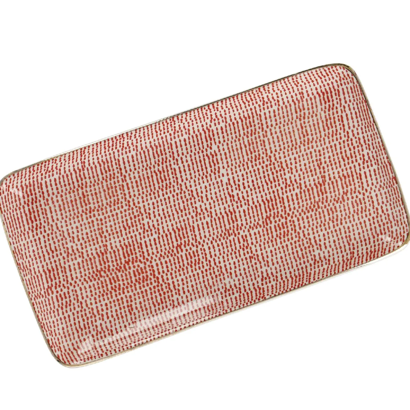 Online Platte China, Goldrand, Rot/weiß, Striche, 23 Cm Küche