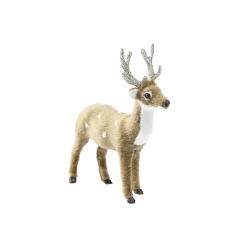 Discount Rentier Fell/Glitzer, Stehend, Braun, 16 Cm Weihnachtsdeko