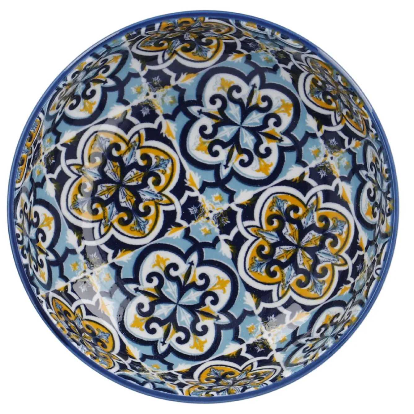 Outlet Schale China, Flach, Blau/gelb, 12 Cm Küche