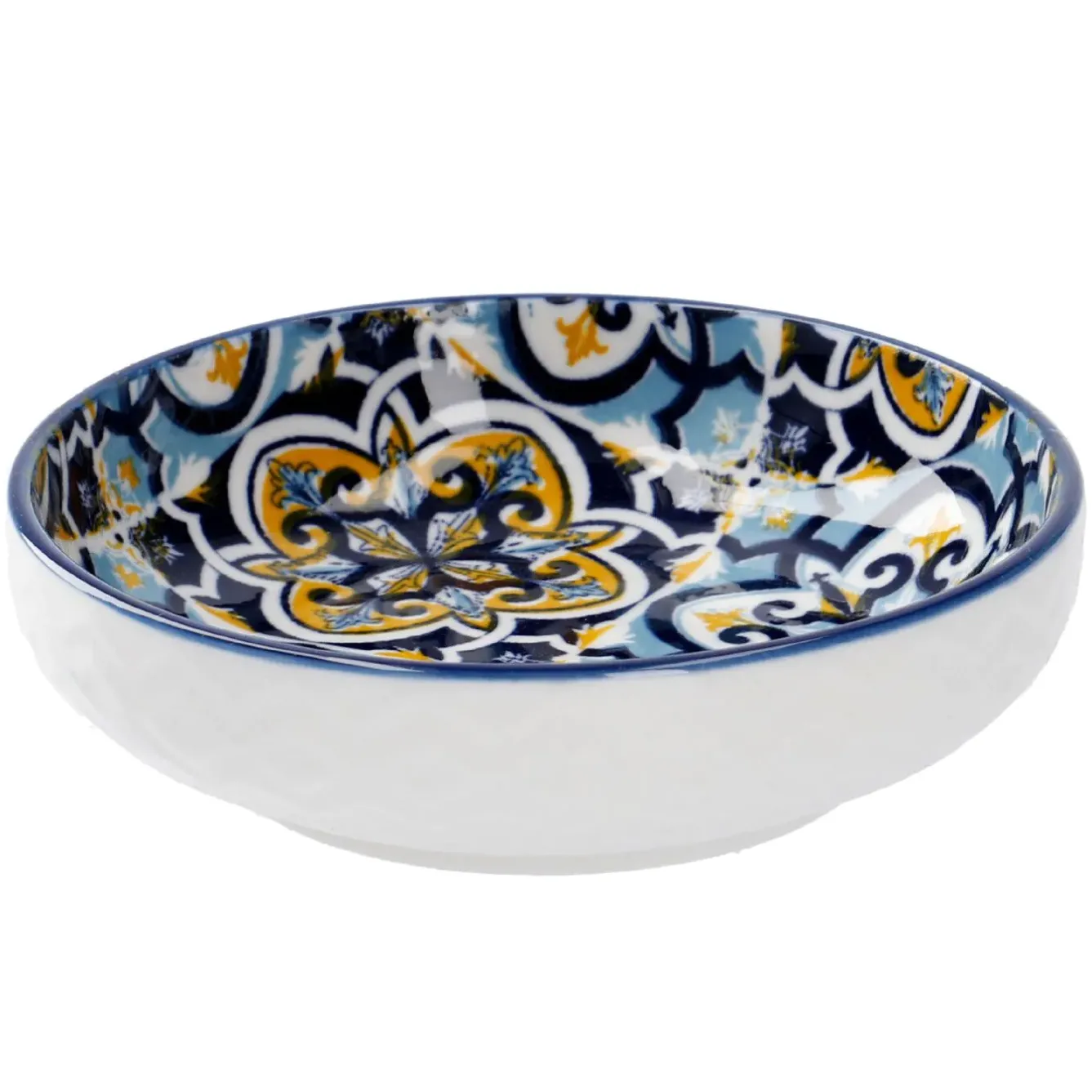Outlet Schale China, Flach, Blau/gelb, 9 Cm Küche