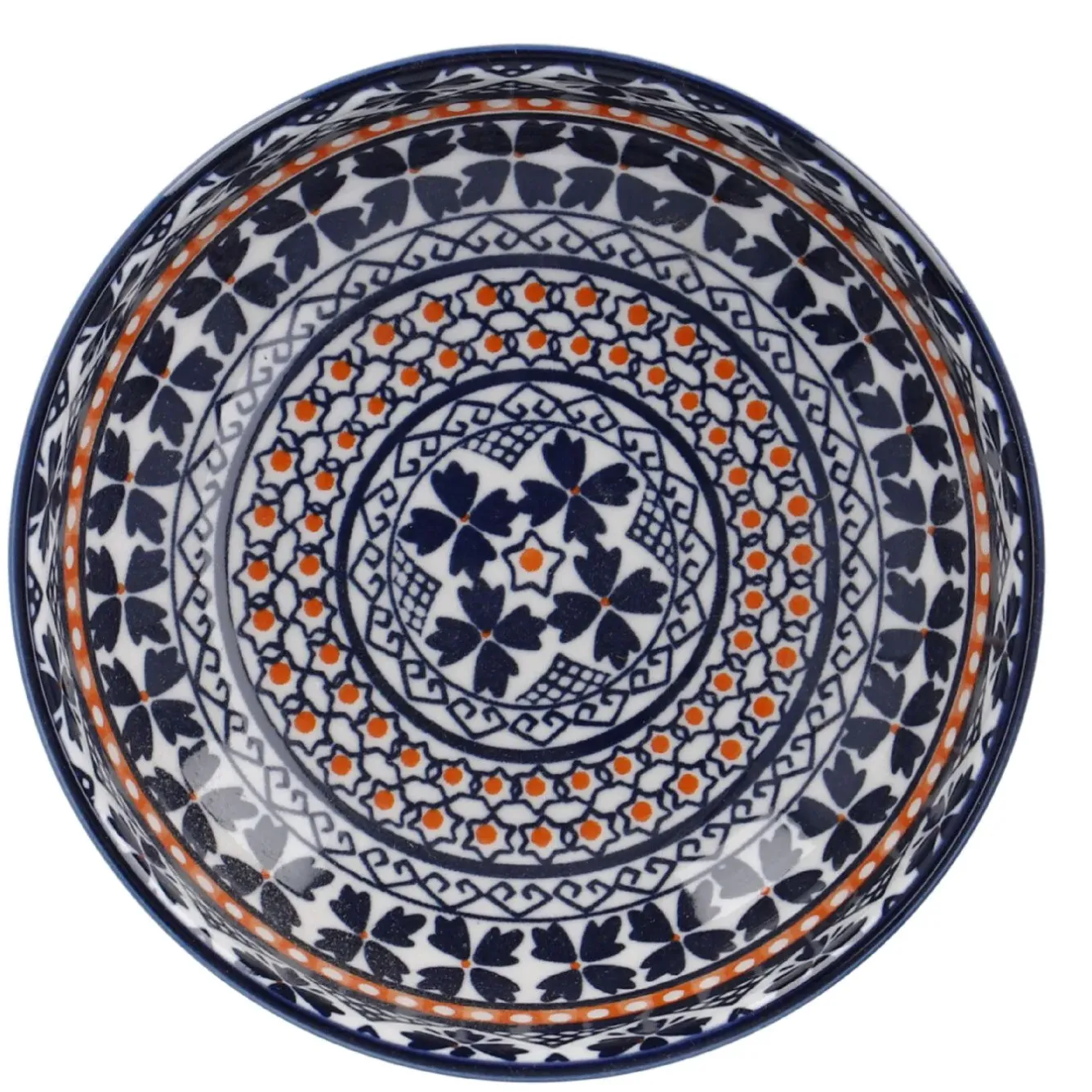 Schale China, Flach, Blau/orange, 12 Cm Küche