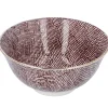 Online Schale China, Groß, Bordeaux/weiß, Striche Küche
