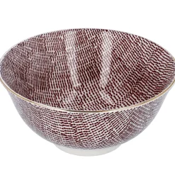 Online Schale China, Groß, Bordeaux/weiß, Striche Küche