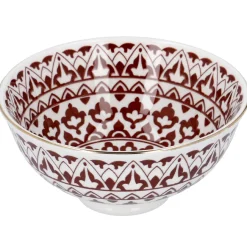 New Schale China, Tief, Bordeaux/weiß, Goldrand, Orient Küche