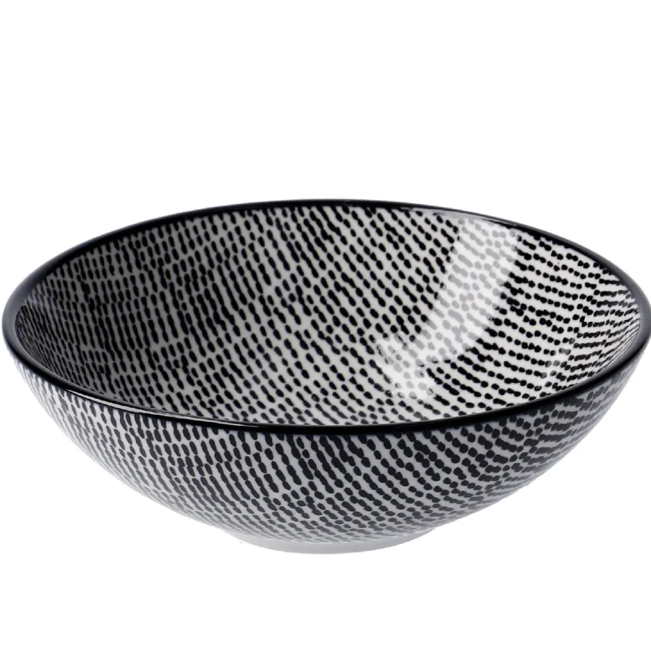 Schale China, Tief, Striche, Schw/wss, 13 Cm Jga|Küche