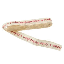 New Schleifenband Frohe Weihnachten, Creme/rot, 3 M Adventskalender|Geschenkverpackungen