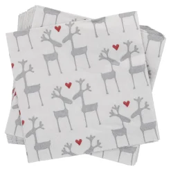 Clearance Serviette Hirsch, Hellgrau, 20 Stück Weihnachtsdeko|Weihnachten
