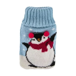 Best Strick-Taschenwärmer Pinguin/blau, 13 Cm Weihnachtsoutfit|Weihnachtsgeschenke