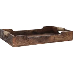 Outlet Tablett Mit Seilgriff, Braun, 38 X 25.5 Cm Schalen & Tabletts