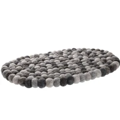 New Untersetzer Filzkugeln, Oval/grau, 40 Cm Küche|Tischdeko
