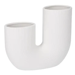 Outlet Vase U-Form, Geriffelt, Weiß-matt, 18 X 16 Cm Geschenkideen|Vasen & Kunstblumen