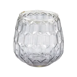 Discount Windlicht Relief, Grau/transparent, 9 X 8 Cm Hochzeitsdeko|Windlichter & Laternen
