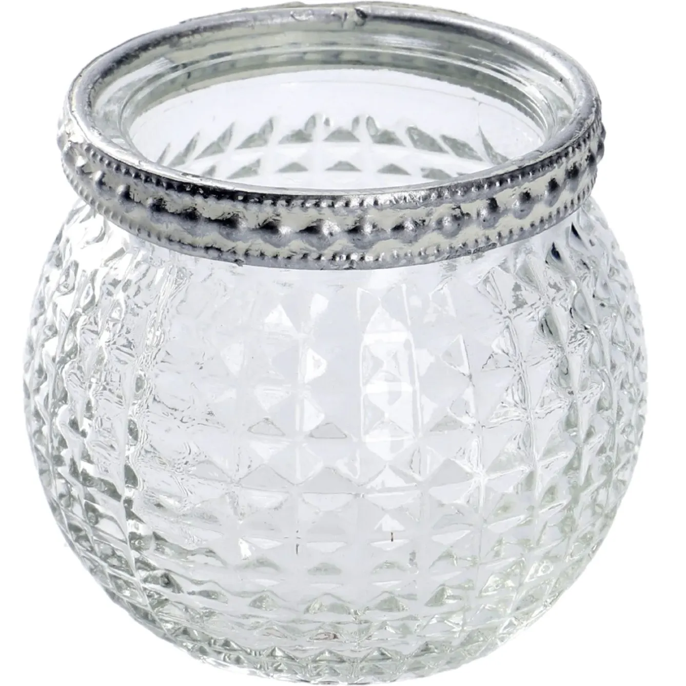 Clearance Windlicht Saira, Metallrand/silber, Klar/Karo, 5 Cm Standesamt- Und Traudeko|Tischdeko Hochzeit
