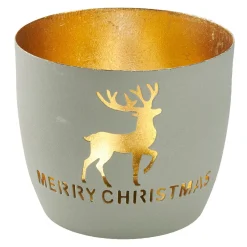 Discount Windlicht Spruch/Xmas, Hirsch/hellgrau, 10 X 8.5 Cm Windlichter & Laternen|Weihnachtsdeko